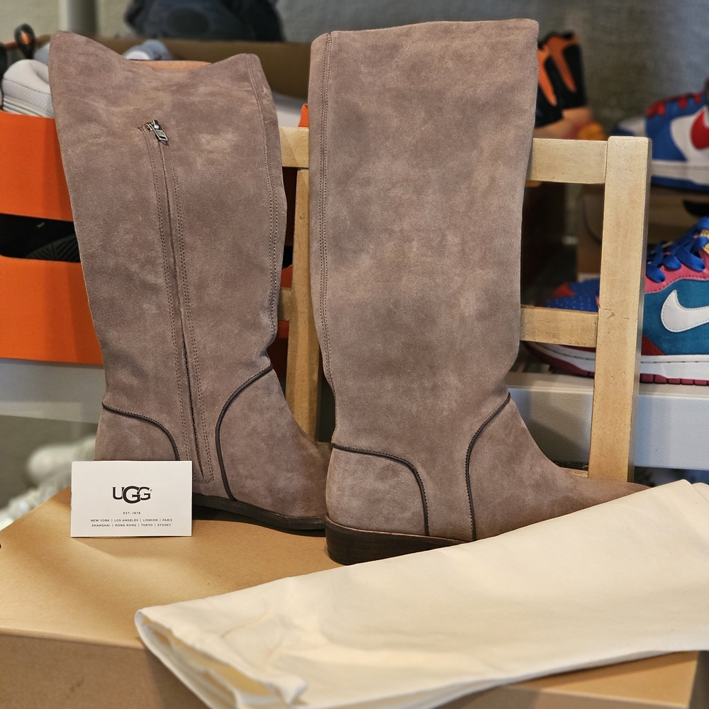 UGG Suede Knee-High Boots in Taupe